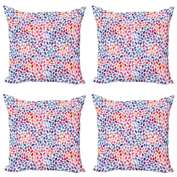 Ambesonne Abstract Throw Pillow Cover 4 Pack, Trippy Funky Sketchy, 16", Multicolor