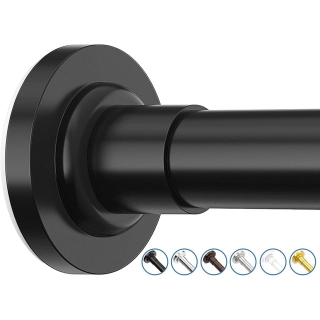 Tringle de Rideau de Douche Réglable 32-89 Pouces, Tringle de Douche à Tension à Ressort Extensible en Acier Inoxydable Télescopique pour Fenêtres de Salle de Bain et Garde-Robe, Sans Perçage, Antidérapante, Antirouille, Noire