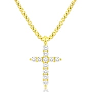 APSVO 18K Gold Plated Cross Necklaces for Women CZ Cross Pendant Chain Catholic Religious Christian Birthday Graduation Jewelry Gifts Teen Her Adults Girlfriend Mom Daughter Age Ideas