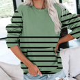 thumbnail image 2 of hotojiny Casual Sweatshirt for Women Long Sleeve Loose Crew Neck Pullover Tops Fall Fashion Striped Shirts with Pocket, 2 of 5