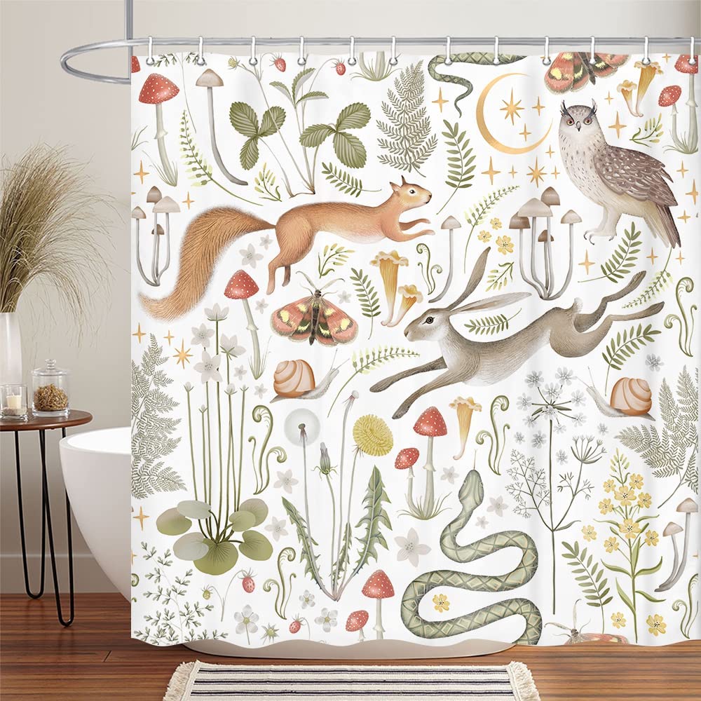 Fairy Rustic Forest Shower Curtain for Bahtroom, Country Woodland Wild