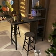 thumbnail image 2 of Barara King Dining Set,Dining Table Set, Dining Room Table,3 Piece Bar Table and Chairs Set with 6-Bottle Wine Rack-Brown, 2 of 12