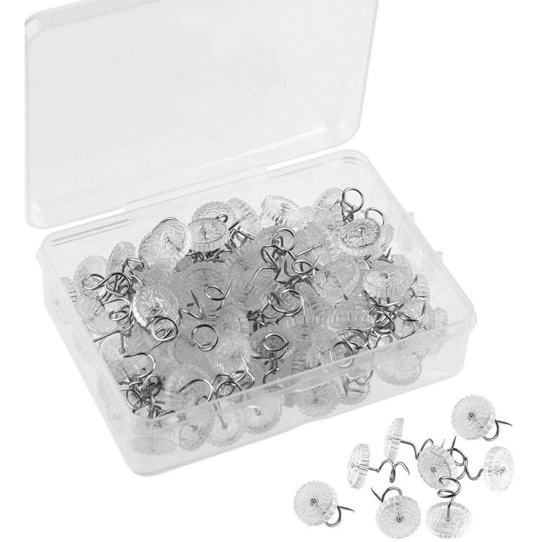 100 Pieces Upholstery Twist Pins Clear Heads Bed Skirt Pins for Slipcovers  and Bedskirts