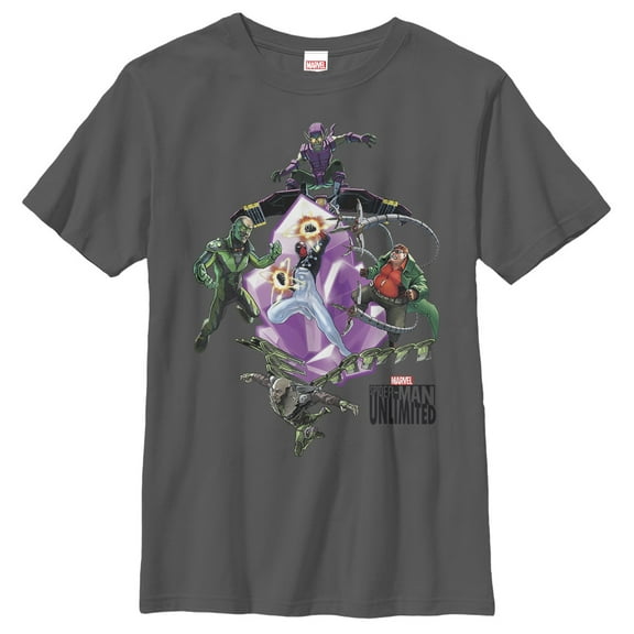 Boy's Marvel Spider-Man Unlimited Villains  Graphic Tee Charcoal Medium