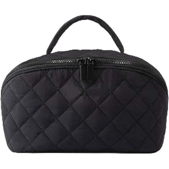 Illuminate Makeup Bag,Wide Open Flat Lying Cosmetic Organizer,5 Interior Pockets,Durable & Waterproof,Machine-Washable Padded Design Ideal for Travel & Home