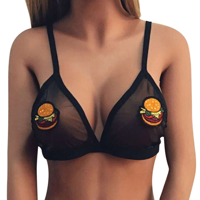 Women Bandage Lace Bralette Transparent Embroidery Bustier Crop Top Sheer Unpadded Bra Bandage Lingerie