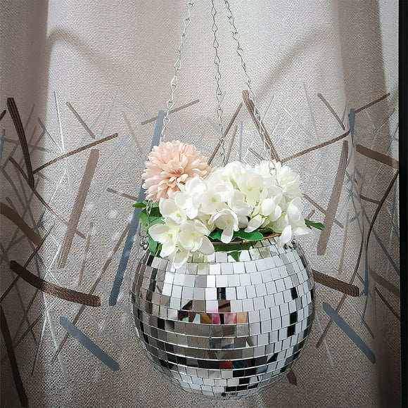 Disco Boule Suspendu Pot de Fleur pour les Plantes d'Intérieur de Style Bohème Pots de Jardinière Corde Miroir Suspendu Panier Jardin Décor