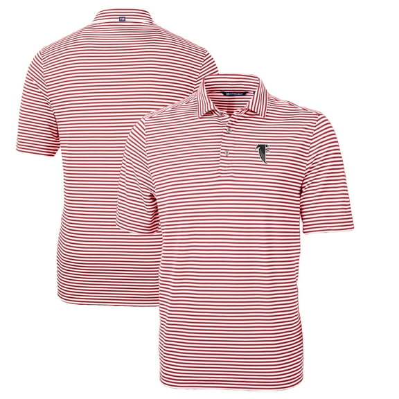 Men's Cutter & Buck Red Atlanta Falcons Throwback Team Logo Virtue Eco Pique Stripe Recycled Polo