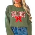 thumbnail image 3 of Trendy Bulldogs Sweatshirt for Women and Youth Girls Red Bow School Team Spirit Sweater Army Green Sweatshirt Adult Medium, 3 of 7