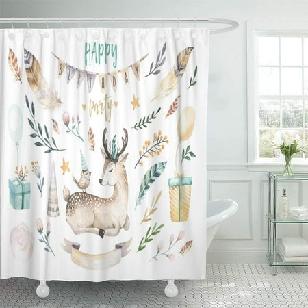 Yusdecor Cute Baby Deer Nursery For Children Bohemian Watercolor