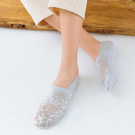 Sales 2026 Non-Slip No Show Socks Under $2 GIJNRIUIUA Grey No-Show Socks Fashion Womens Cotton Blend Lace Antiskid Low Cut Socks Toe Ankle Sock No-Show Socks