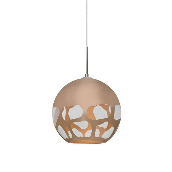 1JT-ROCKYCP-LED-SN-Besa Lighting-Rocky-One Light Cord Pendant-10 Inches Wide by 9.5 Inches High-Satin Nickel Finish-Copper Glass Color-LED Lamping