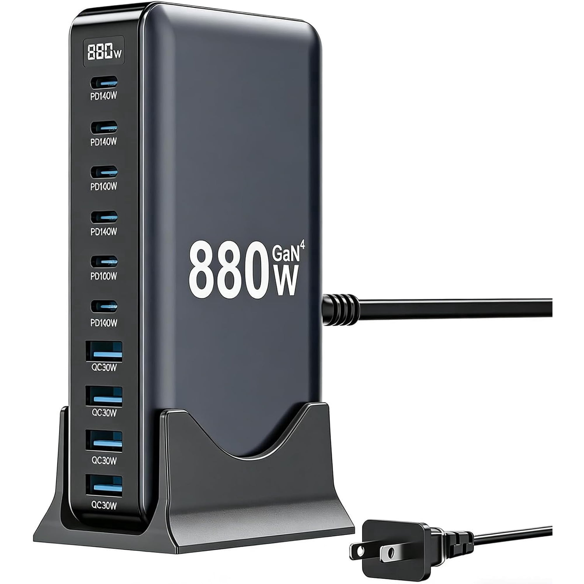 USB C Charger 880W USB C Charger Block,Upgraded GaN IV 10-Port Charging Station Hub,Travel Essentials 140W Fast Charging Laptop Adapter for MacBook Pro/Air,DELL,Steam Deck,iPhone 17/16,Galaxy S25/24
