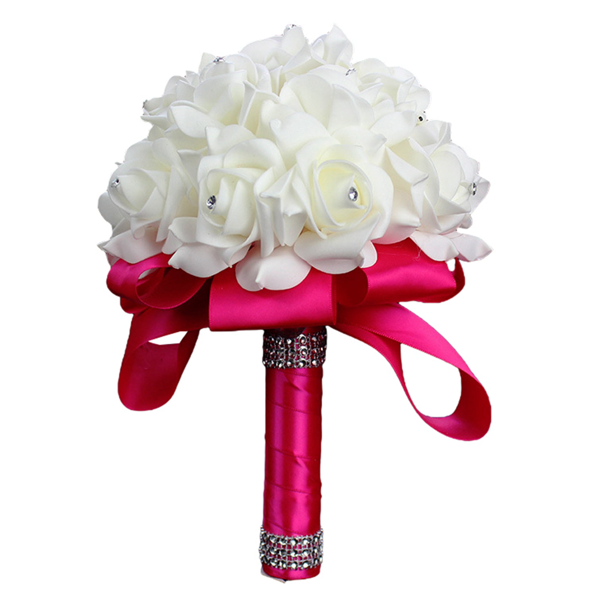 Ramo Novia Flower Bouquet White Pink Artificial Rose Bridal Bouquet  Accessories Boutonniere Corsage Wedding Bracelet Fleur - Wedding Bouquet -  AliExpress