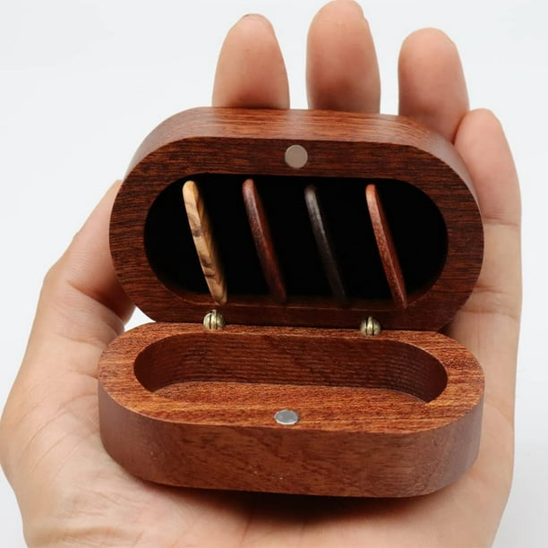 picks Guitar Pick Holder Set with 4 Wooden Pick Natural Keepsake Wood