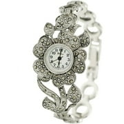 Brinley Co. Women's Marcasite Flower Watch