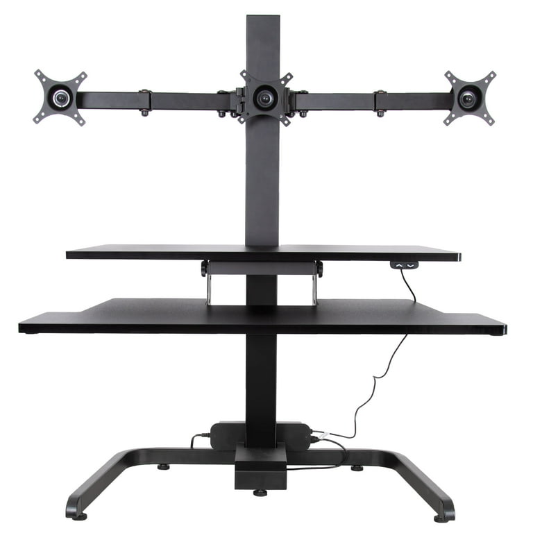 Stand Steady Techtonic Electric Standing Desk Converter with Three Monitor Mounts