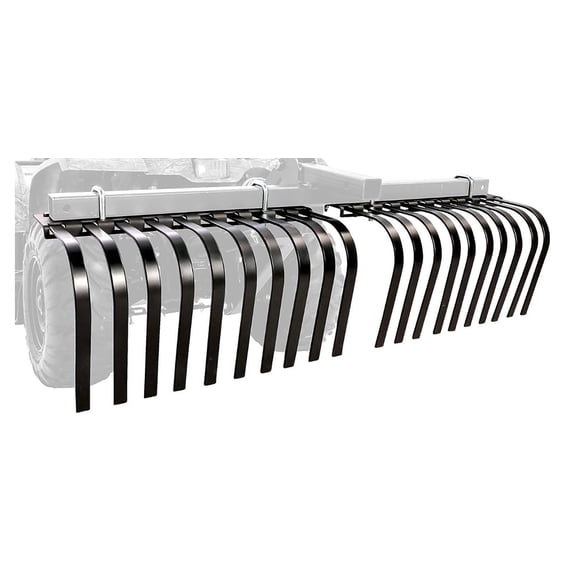 60 Inch Landscape Rake Fits for Tractor/ATV/UTV, Heavy Duty Rock Rake 20 Tines, Pine Straw Rake for Removal of Rock, Grass Clumps and Debris, Prep for Seeding, Black