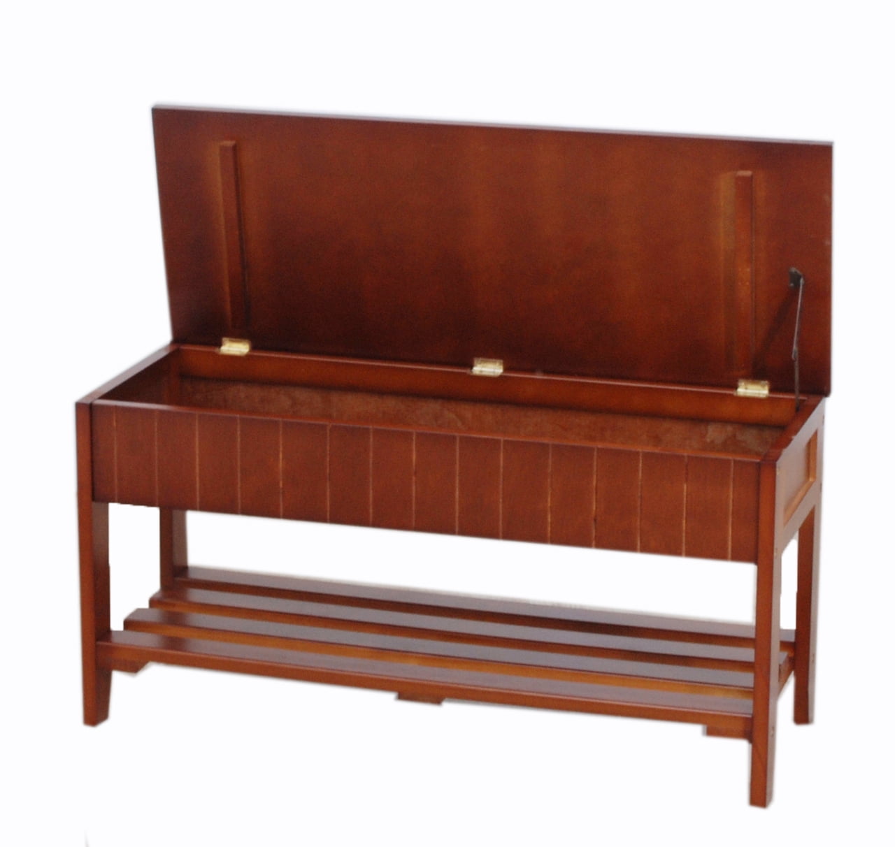 Aukfa Storage Bench, Wood Shoe Bench with Flip Top Storage for Hallway/Entryway/Living Room, Cherry
