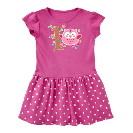 

Inktastic Owl First Birthday pink flower and tree Gift Baby Girl Dress