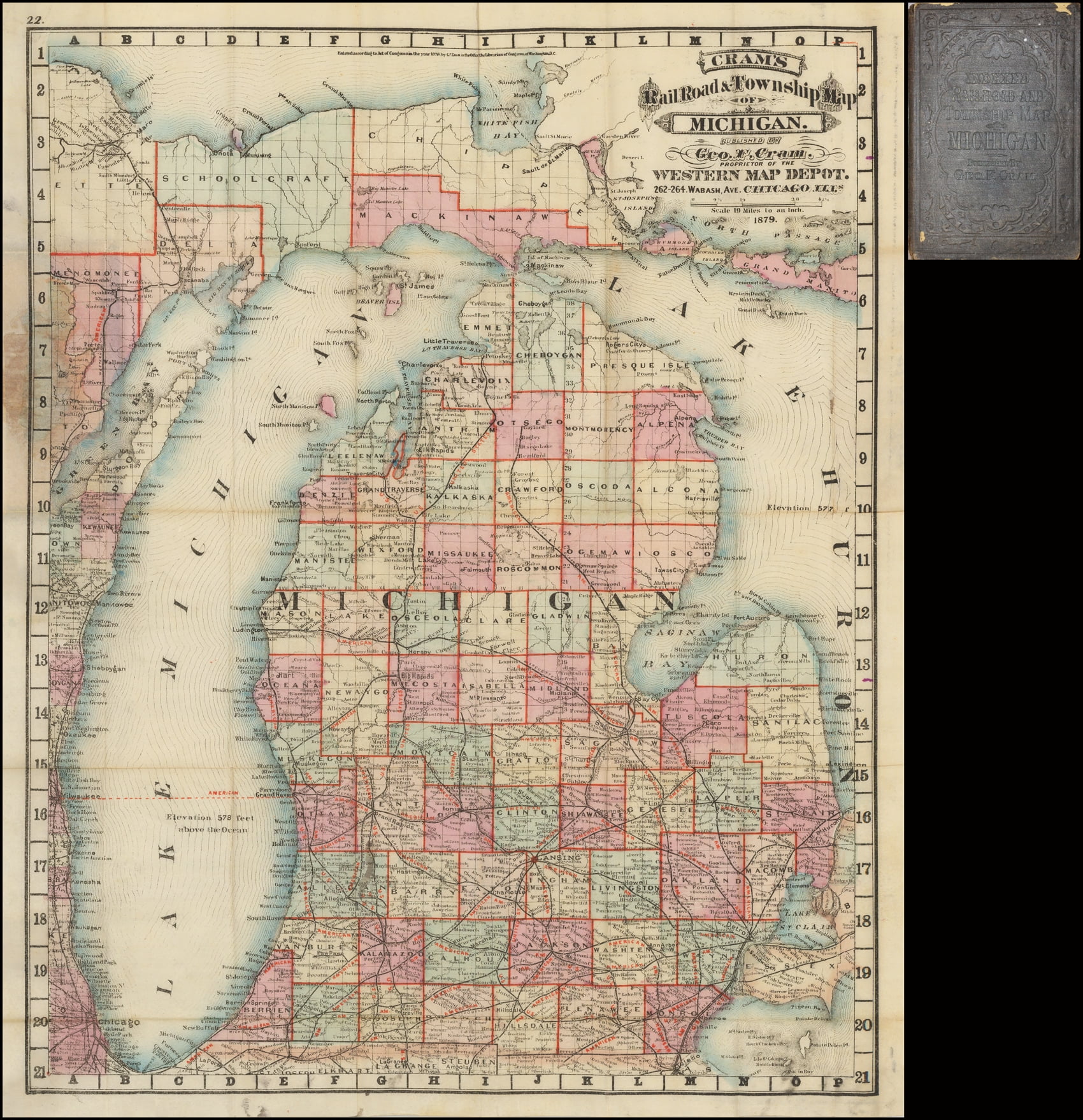 Laminated Poster Cram S Rail Road Township Map Of Michigan Published By Geo F Cram Proprietor Of The Western Map Depotaƒa A A Sa A A 1879 Poster Print X 30 Walmart Com