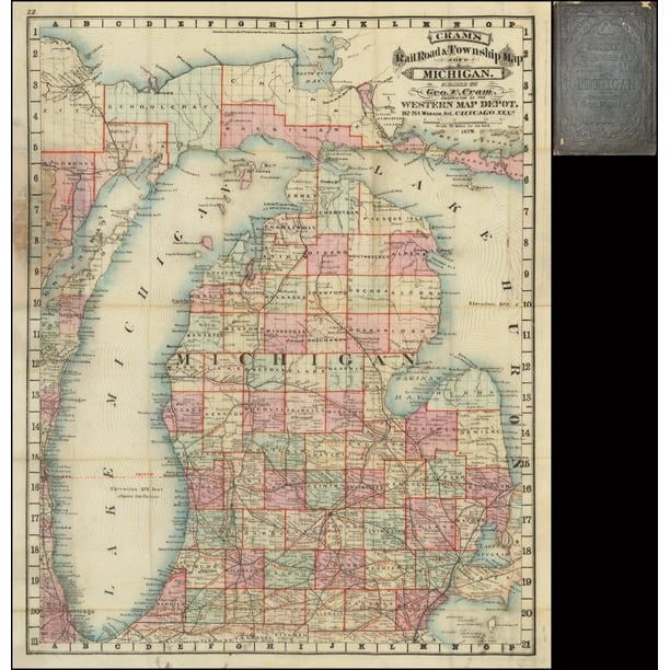Laminated Poster Cram S Rail Road Township Map Of Michigan Published By Geo F Cram Proprietor Of The Western Map Depotaƒa A A Sa A A 1879 Poster Print X 30 Walmart Com Walmart Com