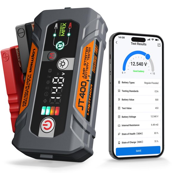 LOKITHOR JT400 Arrancador de 12V y probador de batería 2500A