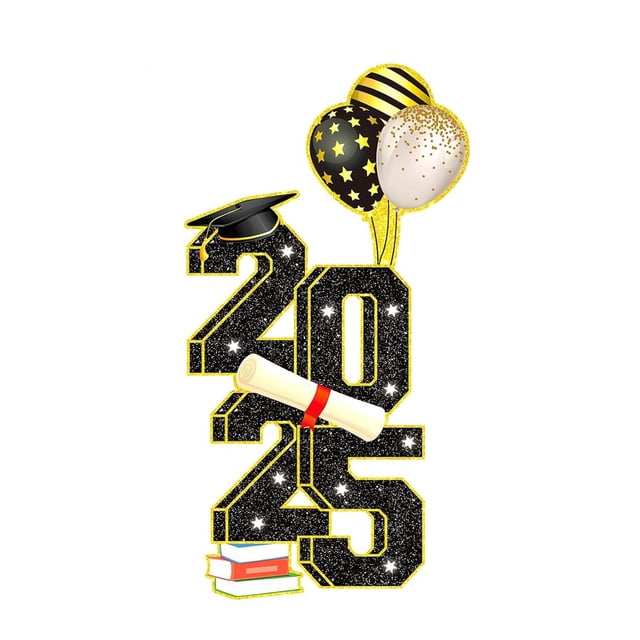 Diconna Graduation Garden Stakes, Shiny Numbers Balloons Yard Sign Ground Insert Outdoor Decor for Lawn