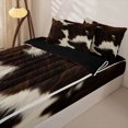 thumbnail image 2 of Manfei Retro Cow Print Zipper Full Size Comforter Sets with Fitted Sheet and 2 Pillowcases,Abstract Animal Spot Zipper Bedding Set,Dark Brown Cream,Reversible, 2 of 7