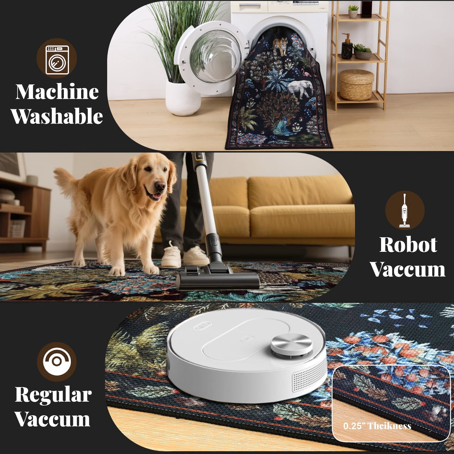 Outdoor Rugs 8x10, Yamaziot Tropical Patio Rug Area Rugs for Living Room Faux Jute Rug, Jungle Animal Print Bedroom Accent Carpet Indoor Outdoor Rugs