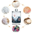 thumbnail image 6 of Yayeee 2 Pack Qtip Holder Bathroom Cotton Swab Canister with Lid Clear Dispenser Set, Art Mountain and Sun Pattern, 6 of 6