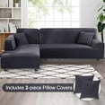 thumbnail image 3 of Sectional Couch Covers 2-Piece Softness L Shaped Sofa Cover Super Stretch L-Type Couch Slipcover with 2Pcs Pillowcases Sofa Slipcover 3 Seater + 3 Seater Furniture Protector (Dark Grey), 3 of 14