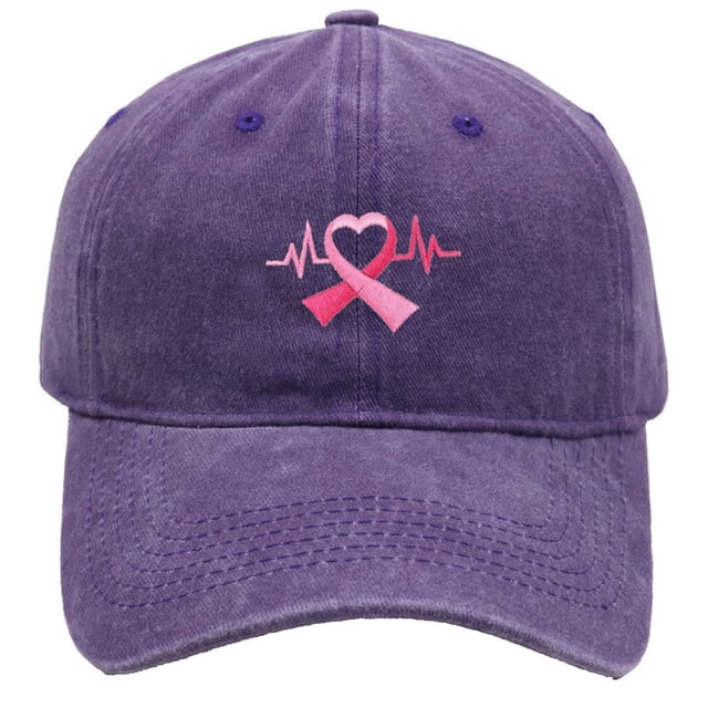 Cancer Awareness Ribbon Embroidered Baseball Cap Unisex Adjustable Hat for Outdoor Sports Daily Wear Hop Fashion