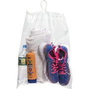 AMZ Supply Travel Shoes Bags Clear Plastic Drawstring Bags 10x14 Thickness 2 Mil Pack of 50