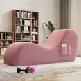 thumbnail image 5 of Yoga Curve Chair, Corduroy Yoga Chaise Lounge Chair for Adults, With Lumbar Pillow, Side Pocket, Ottoman, Modern Yoga Couch for Stretching and Relaxation, Pink, 5 of 8