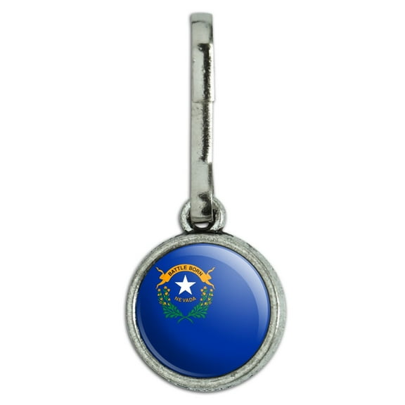 Nevada State Flag Antiqued Charm Clothes Purse Suitcase Backpack Zipper Pull Aid