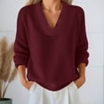 thumbnail image 2 of Winter Sweaters for Women Women's Solid Color Casual Knit V Neck Loose Sweater Christmas Sweaters, 2 of 6