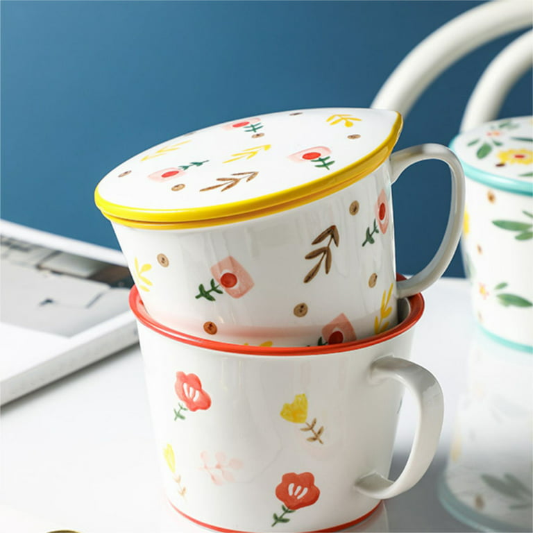 Microwave Soup Mugs with Lids, Microwave Safe Mug for Ramen