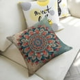 thumbnail image 5 of Blue and White Mandala Linen Throw Pillow Covers Boho Decorative Pillow Cases Cushion Case Couch Pillows Cover for Sofa Bedroom Living Room Car 18x18 inch Set of 2, 5 of 8