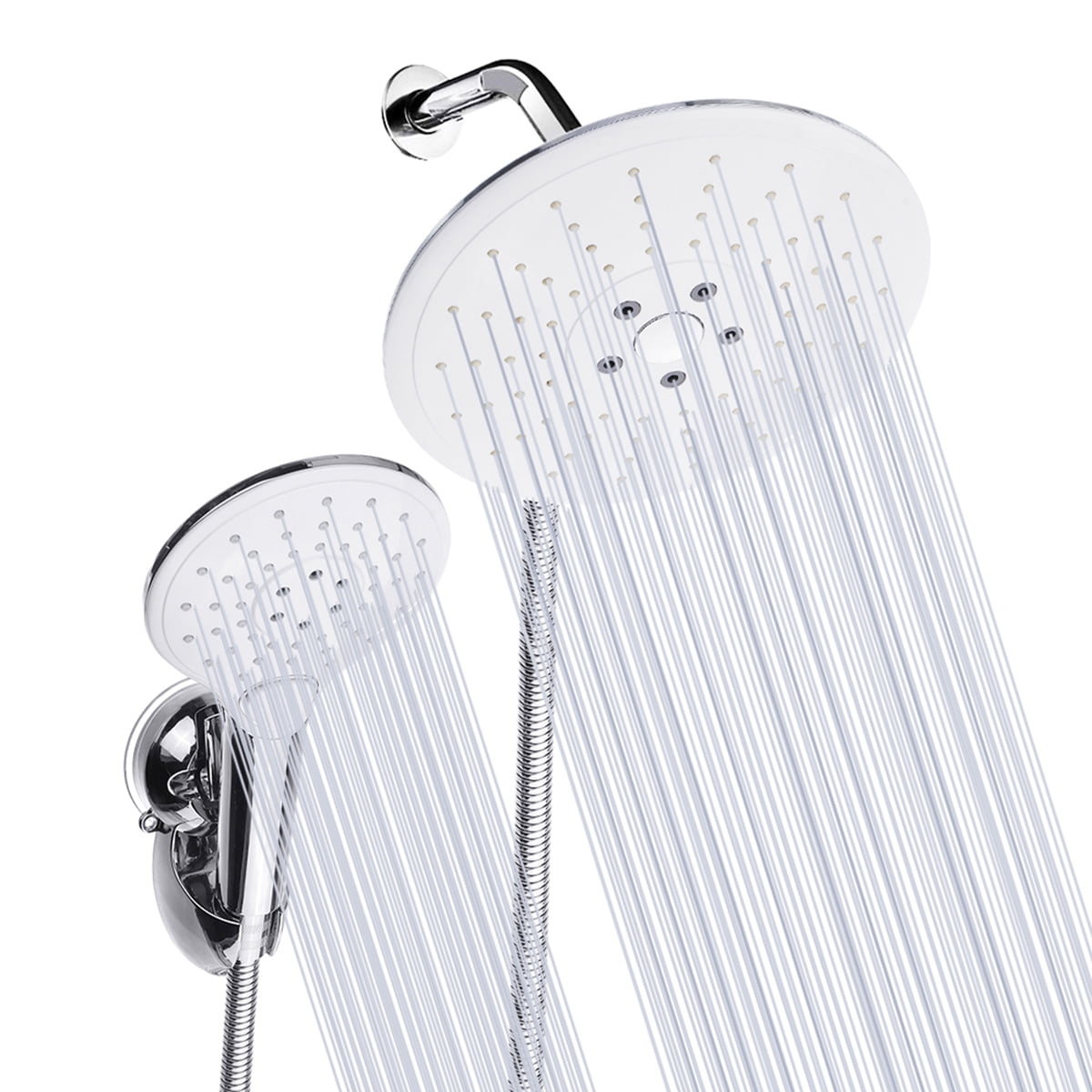 DreamSpa Luxury 9" Rainfall Shower Head Handheld Combo With Flow Control Button 