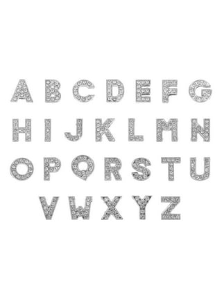 26Pcs Alloy Rhinestone Letter Pendants Platinum Plated Alphabet A-Z Charms  Initial Beads 