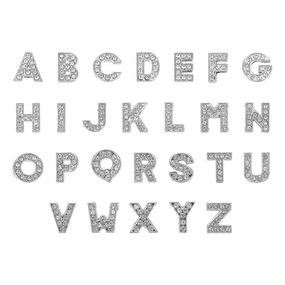 26 cuentas de aleación con letras de diamantes de imitación para pulseras