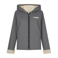 thumbnail image 7 of XPMWRP Women's Oversized Zip Solid Color Casual Hooded Fleece Jacket Unisex Fall Winter Warm Plush Lined Sherpa Long Sleeve Coat Gray XXL, 7 of 7