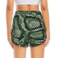 thumbnail image 4 of Uemuo Green Snakeskin Pattern Women's Athletic Shorts High Waisted Running Shorts with Liner Pockets Gym Elastic Workout Shorts-, 4 of 9