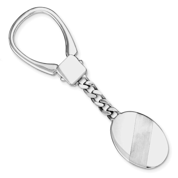 Beautiful Sterling Silver Rhodium Plated Brushed & Polished Key Chain