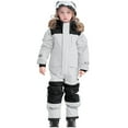 thumbnail image 4 of Xyant Girls Boys Snow Suits Kids One Piece Snowsuits Waterproof Windproof Snowboarding Jumpsuits Winter Overalls Toddler Kids Ski Suits (Light Gray,4-5 Years), 4 of 7