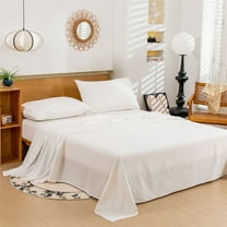 4pcs White Cotton Bed Sheets Set, Premium Bed Sheet Set, 18-inch Deep Pocket, Soft Breathable Bedding