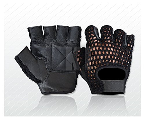 WEIGHT LIFTING MESH LEATHER GYM TRAINING FITNESS DRIVING WHEELCHAIR GLOVE 