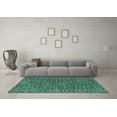 thumbnail image 3 of Ahgly Company Machine Washable Indoor Square Abstract Turquoise Blue Modern Area Rugs, 7' Square, 3 of 4