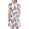 thumbnail image 1 of Balery Retro Rooster Vestidos sueltos de manga corta para mujer, vestidos de verano 2025, vestidos casuales de corte A con vuelo., 1 of 6